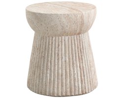 Lifero Bijzettafel - Krukje Binnen en Buiten - Tafel met Luxe Natuursteen-look - Draagvermogen 100kg - Terrastafel - MgO Materiaal