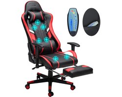 Lifero Gamingstoel - Bureaustoel met Massage - Met Voetensteun en Hoofdsteun - Stoel met Massagefunctie - 360° draaibaar