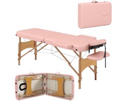 Lifero Massagetafel - Behandelstoel - Behandeltafel – Inklapbaar – 8 Hoogtestanden - Incl. Opbergtas - Roze – Behandelbank