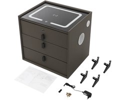 Lifero Slim Nachtkastje – Kastje met Vingerafdruk slot - Nachtkastje met 3 lades – Nachtkastje met Verlichting - 50x40x59cm