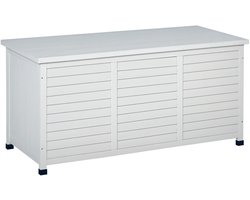 Lifero Tuinkast - Buitenkast Wit - Opbergkast Buiten - Tuinmeubelen - 127 x 56 x 60 cm - Weerbestendig Hout - Buiten Kast