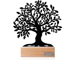 Lifestaal® - Ornament op voet - Decoratie woonkamer - Levensboom - Woondecoratie - 26 x 23 cm
