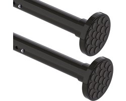LifeStages® 2 x telescoopstang, 3 m, extra lengte gordijnrail, zonder boren, douchestang, uitschuifbare telescopische kledingstang voor badkamer, slaapkamer, zwart (300-355 cm, diameter 32 mm)