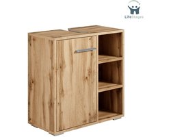 LifeStages - Badkamermeubel met Waskom - Wastafel Onderkast - Badkamerkast - Staand Wastafelmeubel 60cm x 30cm x 60cm - Hout