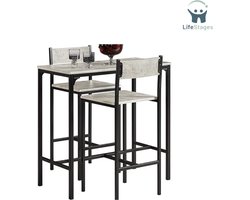 LifeStages - Bartafel Met Barstoelen - Bistrotafel - Bistro Meubelen - 2 Krukken - 3- Delige Set