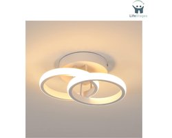 LifeStages - Ceiling Lamp - LED Plafondlamp - 2 Lichtpunten - Modern Rond Ontwerp - 3000K Warm Wit Licht - 22 W LED Lamp - Siliconen Afdekking - LED Lamp Voor Woonkamer - Slaapkamer - Keuken - Warm Wit Licht