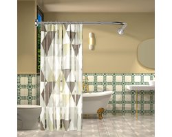LifeStages® Douchegordijnstang L-vorm boren moeten douchegordijnhoekstangen 70-100x90-120cm uitbreidbaar roestvrij staal douchegordijnen stangen met 24 ringen, douchestang hoek voor badkamer, badkuip, kleedkamer