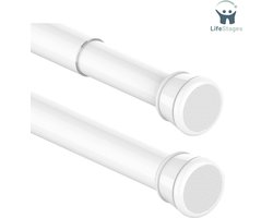 LifeStages - Gordijnroede Zonder Boren - Gordijnroede - 1 Stuk - Niet Boren - Doucheglijstang Uitschuifbare Kledingstang Voor Ramen - Garderobe - Badkamer 62-85 CM - Diameter 25 MM - Wit