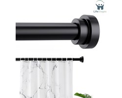 LifeStages - Gordijnroede Zonder Boren - Gordijnroede Zonder Boren - Uitschuifbare Gordijnroedes 76-226cm - Zwarte Trekstang Voor Keuken - Kast - Badkamer - Diameter: 25 MM - Wit