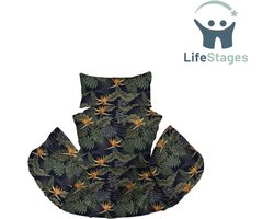 LifeStages - Kussen Voor Hangstoel Egg - Hangstoelkussen - Hangei Kussen - Kussen voor Poly Rotan Hangschommel - Schommelmandkussen - Rugkussen voor Terace en Tuin - Stoelkussen voor Hangschommel - Palmen