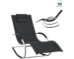 LifeStages - Loungestoel Buiten - Tuinligstoel - Opvouwbaar - Weerbestendig Ligbed - 150 KG Belastbaar - Zonnebank - Ademend - Antraciet - Roze - Zwart - Grijs
