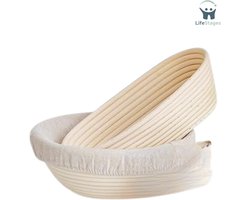 LifeStages - Rijsmand - Ovale Banneton Kommen Mand Natuurlijk Rotan Met Zuurdesem Brood Bak Set