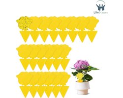 LifeStages - Rouwvliegjes Bestrijden - Fruitvliegenval - Treurmuggen - Kleverige Insectenvallen - Insteekbaar Vliegenval voor Kamerplanten, Tuinplanten - Ongediertebestrijding - 20 Stuks - Geel