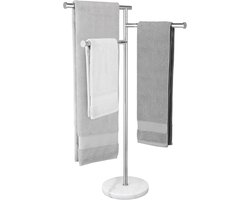 LifeStages® Staand handdoekenrek 3 armen draaibaar handdoekenrek Vrijstaand roestvrij staal SUS304 kledingrek marmer gepolijst