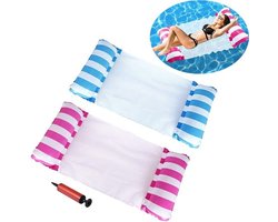 LifeStages - Tanning Bed - Opblaasbaar Luchtbed - Drijvend Bed - Ligbed voor Kinderen en Volwassenen - Het beste voor Zwembad, Meer en Strand - 2 Stuks - Blauw en Roze