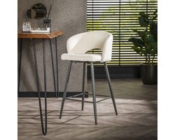 LifestyleFurn Barstoel - set van 2 - Arnie - Bouclé - Wit - zithoogte 69cm