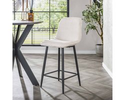 LifestyleFurn Barstoel - set van 2 - Salim - Rib - Off White - zithoogte 65cm