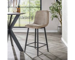 LifestyleFurn Barstoel - set van 2 - Salim - Rib - Zand - zithoogte 65cm