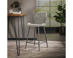 LifestyleFurn Barstoel - set van 2 - Taneeka - Bouclé - Grijs - zithoogte 67cm