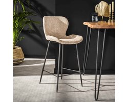 LifestyleFurn Barstoel - set van 4 - Gael - Bouclé - zand - zithoogte 67cm