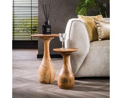 LifestyleFurn Bijzettafel Edison - Acaciahout - Set van 2 stuks
