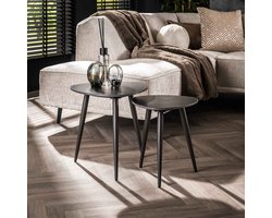 LifestyleFurn Bijzettafel Joseph Keramiek, Set van 2 stuks - Ceramic natural black