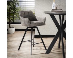 LifestyleFurn Draaibare Barstoel - set van 2 - Thandie - Bouclé - Taupe - zithoogte 69cm