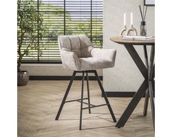 LifestyleFurn Draaibare Barstoel - set van 2 - Thandie - Rich stof - Zand - zithoogte 69cm