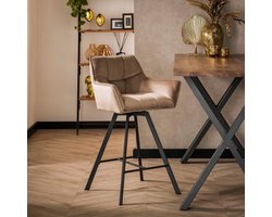 LifestyleFurn Draaibare Barstoel - set van 2 - Thandie - Velvet - Champagne velours
