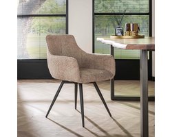 LifestyleFurn Draaibare Eetkamerstoel - set van 2 - Evelia - Bouclé - Zand