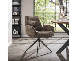 LifestyleFurn Draaibare Eetkamerstoel - set van 2 - Kristee - Chenille - Taupe