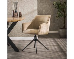 LifestyleFurn Draaibare Eetkamerstoel - set van 2 - Lavonne - Velvet - Champagne