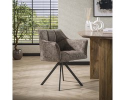 LifestyleFurn Draaibare Eetkamerstoel - set van 2.00 - Thandie - Rich stof - Taupe