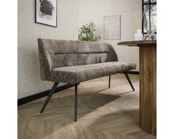 LifestyleFurn Eetkamerbank Lavonne - Rich stof - 188cm - Taupe