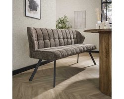 LifestyleFurn Eetkamerbank Thandie - Rich stof - 180cm - Taupe
