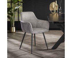 LifestyleFurn Eetkamerstoel - set van 2 - Kerbi - Rib - Zilver