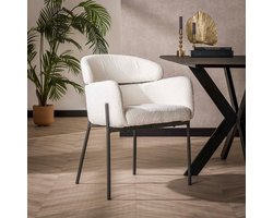 LifestyleFurn Eetkamerstoel - set van 2 - Shallen - Bouclé - Wit