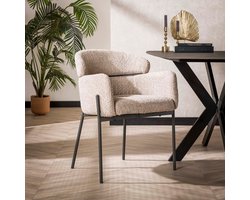 LifestyleFurn Eetkamerstoel - set van 2 - Shallen - Bouclé - Zand