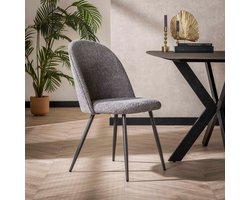 LifestyleFurn Eetkamerstoel - set van 2 - Shelbe - Bouclé - grijs - Boucle grijs