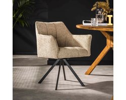 LifestyleFurn Eetkamerstoel - set van 2 - Thandie - Bouclé - Draaibaar - Boucle zandkleur