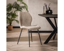 LifestyleFurn Eetkamerstoel - set van 4 - Taneeka - Bouclé - Zand