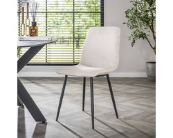 LifestyleFurn Eetkamerstoel - set van 4.00 - Salim - Rib - Off White
