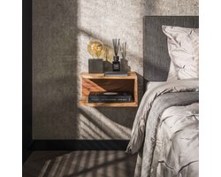 LifestyleFurn Hangend Nachtkastje Efrat - Acaciahout - Set van 2 stuks
