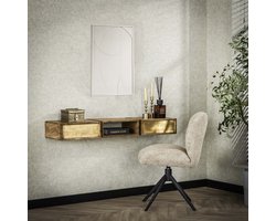 LifestyleFurn Hangende Kaptafel Renée Mangohout en brass, 123 x 30cm - Massief mango zwart