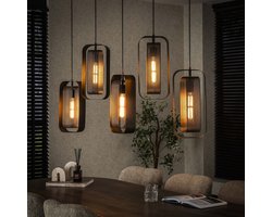 LifestyleFurn Hanglamp Allyse - 5-lamps - Artic Zwart