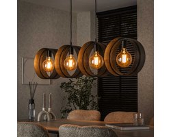 LifestyleFurn Hanglamp Dalvin Charcoal finish, 4-lamps