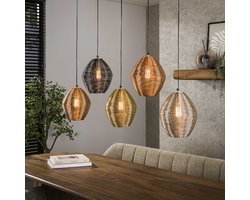 LifestyleFurn Hanglamp Dijon Web mix, 5-lamps - Mat nikkel mix color