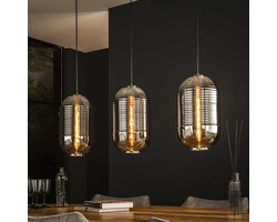 LifestyleFurn Hanglamp Efram - 3-lamps - Glas - Artic Zwart