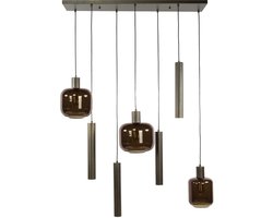 LifestyleFurn Hanglamp Gill 4+3-lamps - Sienna brown