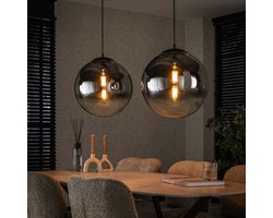 LifestyleFurn Hanglamp Nida Glas, 2-lamps - Artic zwart